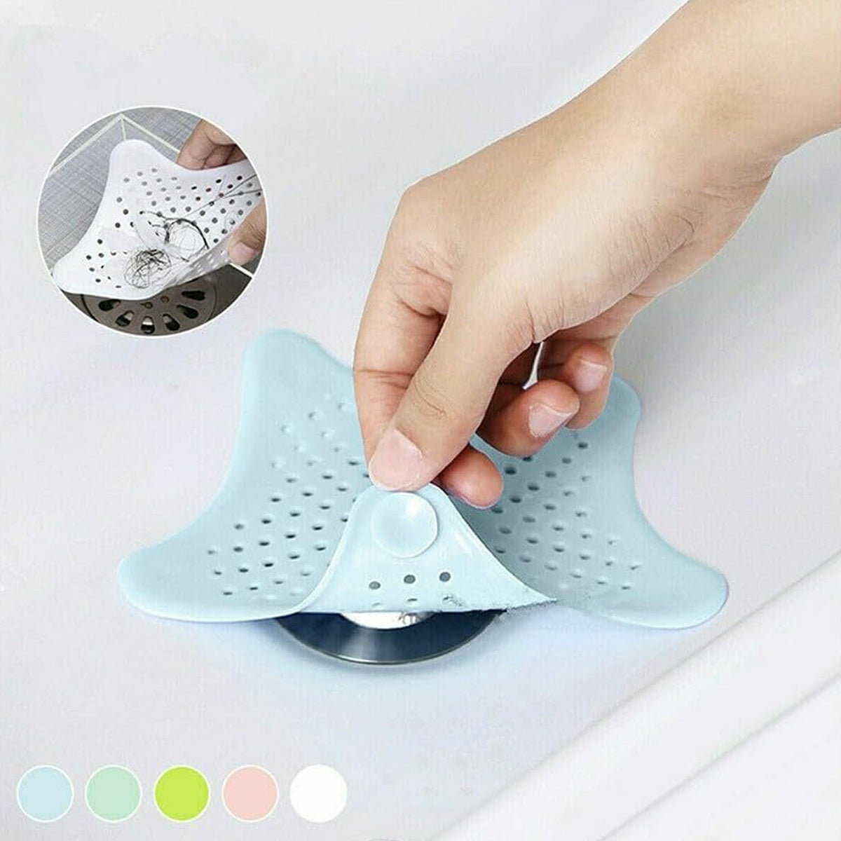 0830  Star Shape Suction Cup Kitchen Bathroom Sink Drain Strainer Hair Stopper Filter Star Shaped Sink Filter Bathroom Hair Catcher Drain Strainers Cover Trap Basin(Mix Color 1 Pc)