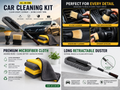Multi-Purpose Car Cleaning Kit | Extendable Car Duster, AC Vent Cleaner Brush & 40×30 CM Microfiber Cloth for Interior & Exterior Cleaning (1 Set)