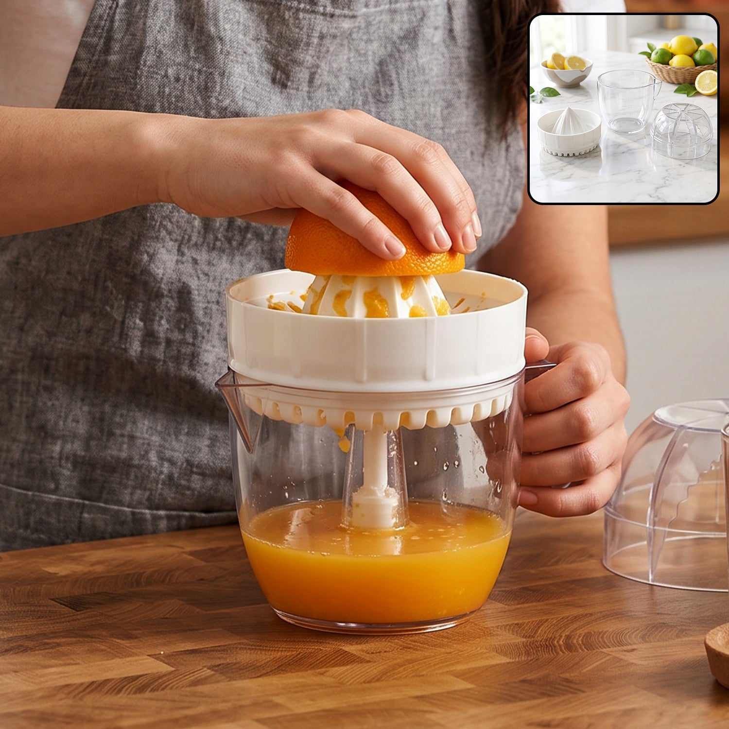 Plastic Mini Manual Citrus Lemon Orange Squeezer With Cup (1 Pc)