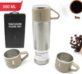 2834 Stainless Steel Vacuum Flask Set With 3 Steel Cups Combo For Coffee Hot Drink And Cold Water Flask Ideal Gifting Travel Friendly Latest Flask Bottle. (500ml)
