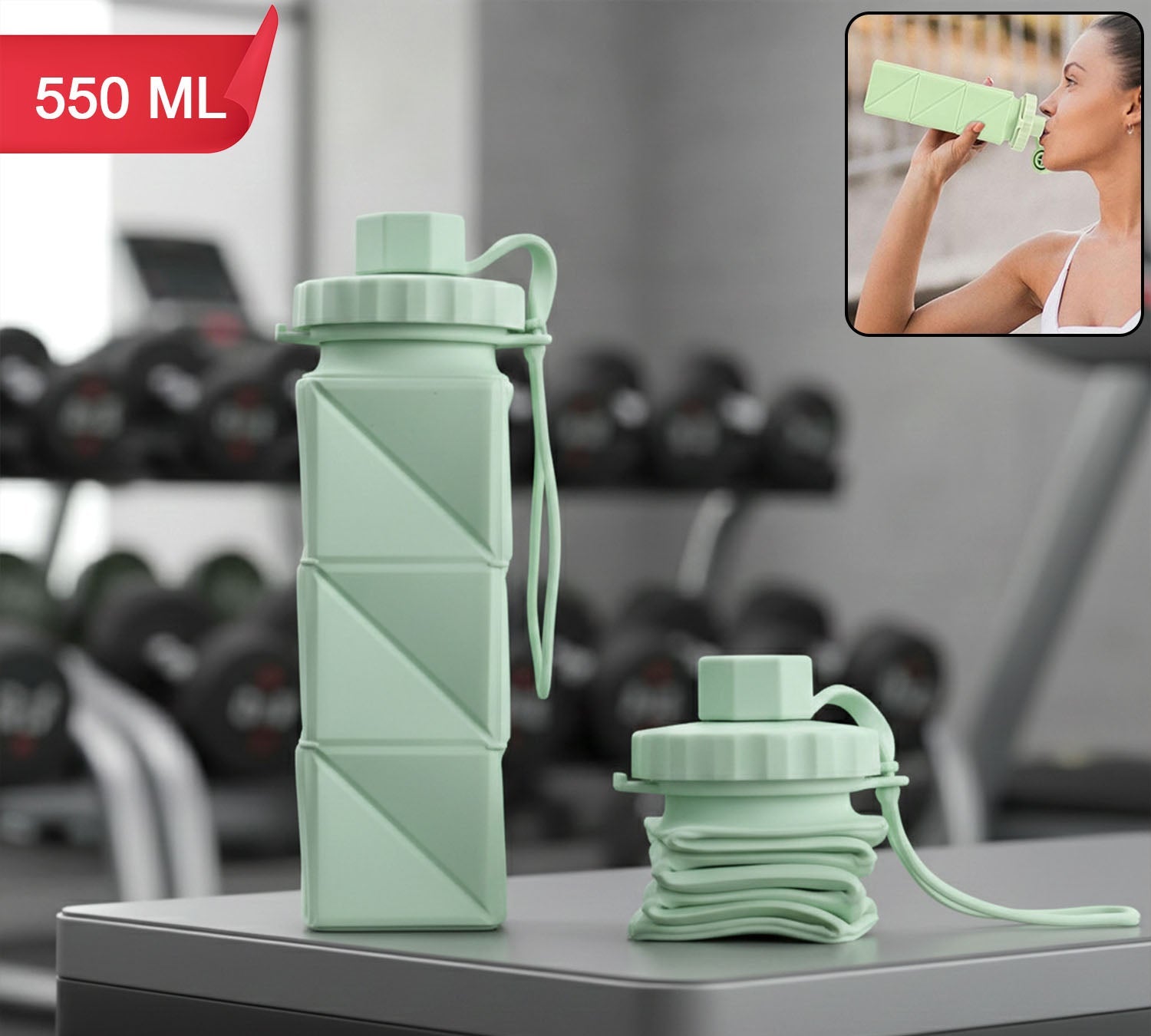 Premium Foldable Collapsible Water Bottle (1 Pc)
