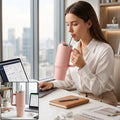 Konvex Hydra Insulated Travel Tumbler 1200 Ml With Handle Straw Pink (1 Pc)