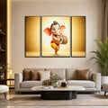 Ganesha 3 Panel Mdf Wall Frame Home Decor Religious Art 16.5x12in (1 Pc)